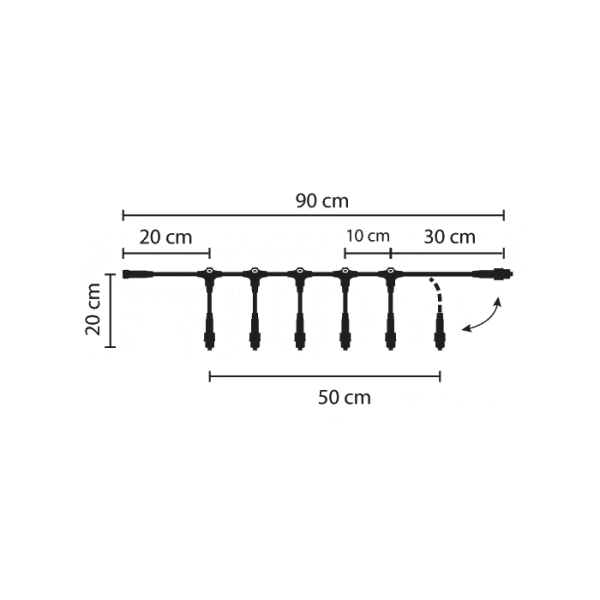 QuickFix T Verteiler 6fach Kabel schwarz