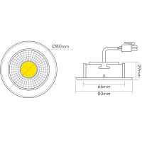 LED Downlight "A 5068 T Flat" 8W 930 (Warmweiß) Chrom IP44 dimmbar