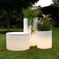 Blumenkübel/Tisch/Kühler beleuchtet "Shining Elegant Pot" XL inkl. LED Warmweiß E27 ohne Holzabdeckplatte