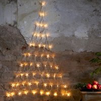 LED Lichternetz Tannenbaum mit Sternen 120cm Warmweiß