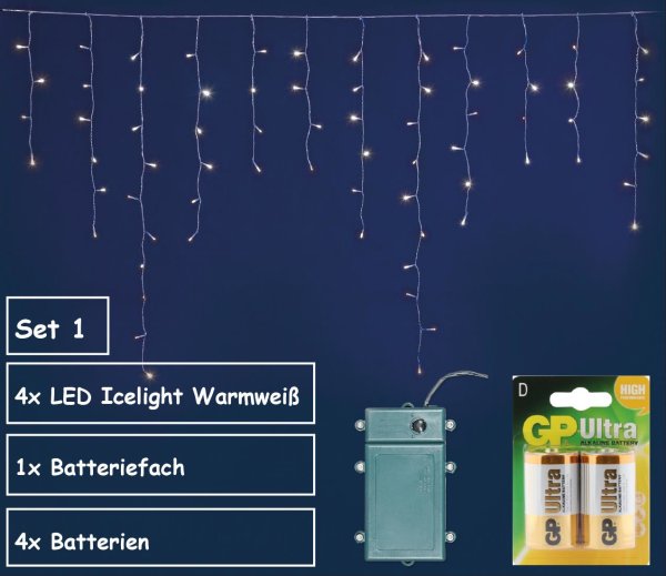 Advent "Set 1" Icelight Warmweiß + Batteriefach + Batterien 