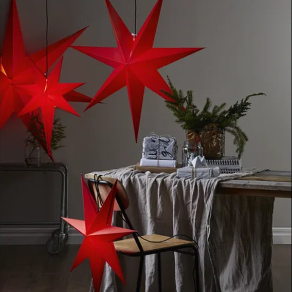 Weihnachtsstern Faltstern Papierstern "Rozen" mit Textilfassung E14/E,  29,75
