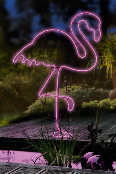 LED Flamingo 1,2m Neonpink inkl. Außentransformator (TÜV/GS)