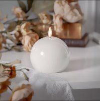 LED Kugelwachskerze "Flamme Shine" 9,5cm Warmweiß inkl. Timerfunktion Weiß Batteriebetrieb