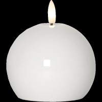 LED Kugelwachskerze "Flamme Shine" 9,5cm Warmweiß inkl. Timerfunktion Weiß Batteriebetrieb