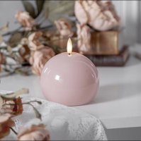 LED Kugelwachskerze "Flamme Shine" 9,5cm Warmweiß inkl. Timerfunktion Rosa Batteriebetrieb